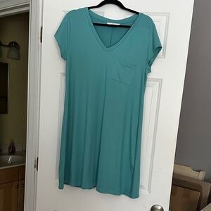 Market & Spruce Aqua V-Neck Mini Dress